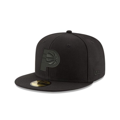 Indiana Pacers Gorra | New Era NBA Black On Black 59fifty Fitted Cap Mexico - Negros